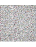 Tissu, Popeline de Coton Fleurie Digitale, Rose Jaune sur Blanc, Laize 150 cm, 100% Coton 75g/m²