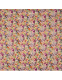 Tissu, Popeline de Coton Impression Digitale Fleurie, Roses Orange, Laize 150 cm, 100% Coton 75g/m²
