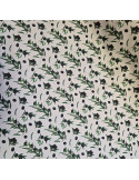Tissu, Demi-natté Aspect Lin Impression Digitale, Olive Noire, Laize 150 cm, 100% Coton
