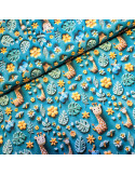 Tissu, Popeline de Coton Impression Digitale Effet 3D, Multicolore Girafes, Laize 150 cm, 100% Coton 115g/m²