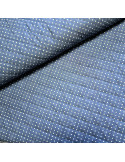 Tissu, Matelassé Chambray Pois, Bleu Chambray et Marine, Laize 150 cm, 50% Coton 50% Polyester