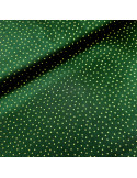 Tissu, Coton Imprimé Pois Dorés, Vert Sapin, Laize 145 cm, 100% Coton 115g/m²