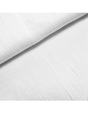 Tissu, Double Gaze Unie, Blanc Pur, Laize 132 cm, 100% Coton 135g/m²