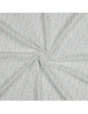 Tissu, Double Gaze Fleurs Champêtres, Multicolore sur Fond Blanc, Laize 135 cm, 100% Coton 115g/m²