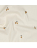 Tissu, Popeline de Coton Fruits, Naturel & Beige, Laize 150 cm, 100% Coton Bio 135g/m²
