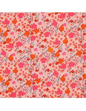Viscose Ecovero, impression digitale, fleurs roses & orange