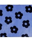 Tissu, Polaire Doudou Fleurs, Bleu Nattier à Fleurs Bleues, Laize 145 cm, 100% Polyester 320g/m²