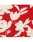 Tissu, Microfibre Stretch Fleurs, Rouge Écru, Laize 145 cm, 95% Polyester 5% Élasthanne