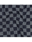 Tissu, Jacquard Denim Damier, Blanc et Marine, Laize 155 cm, 75% Coton 25% Polyester 330g/m²