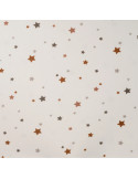 Tissu, Minky Stretch Imprimé Étoiles, Grises et Terracotta, Laize 150 cm, 94% Polyester 6% Spandex