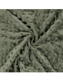 Tissu, Polaire Minky Pois Reliefs, Vert Kaki, Laize 150 cm, 100% Polyester 255g/m²
