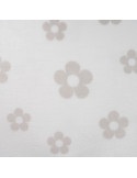 Tissu, Polaire Doudou Imprimée, Fleurs Gris Taupe sur Écru, Laize 155 cm, 100% Polyester 260g/m²