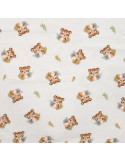 Tissu, Flanelle de Coton, Tigres Mignons, Écru, Laize 150 cm, 100% Coton 150g/m²