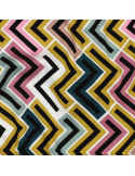 Tissu, Sergé de Viscose Stretch Géométrique, Multi-couleur, Laize 140 cm, 97% Viscose 3% Spandex 180g/m²