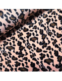 Tissu, Polaire Doudou Léopard, Rose Saumon, Laize 150 cm, 100% Polyester 260g/m²
