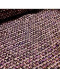 Tissu, Lainage Façon Chanel Texturé, Rose Mauve et Noir, Laize 140 cm, Laine Vierge & Mélange