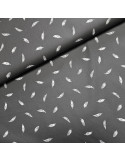 Tissu, Popeline de Coton Plumes, Gris Anthracite, Laize 150 cm, 100% Coton 120g/m²