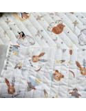 Tissu, Matelassé Oursons & Lapins Réversible, Blanc Imprimé, Laize 150 cm, 100% Coton (extérieur) 310g/m²