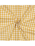 Tissu, Vichy Carreaux 10mm, Jaune Moutarde, Laize 144 cm, 100% Coton 110g/m²