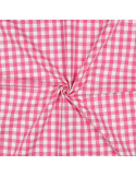 Tissu, Vichy Carreaux 10mm, Rose Fuchsia, Laize 144 cm, 100% Coton 110g/m²