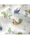 Tissu, Double Gaze Dinosaures, Multicolore, Laize 130 cm, 100% Coton 125g/m²