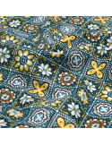 Tissu, Coton Enduit Marrakech, Jaune Multicolore, Laize 155 cm, 78% Coton 22% Acrylique 180g/m²