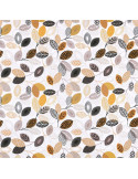 Tissu, Coton Enduit Motif Peuplier, Orange Multicolore, Laize 140 cm, 87% Coton 13% Acrylique 145g/m²