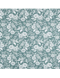 Tissu, Coton Enduit Fleuri Bonaugure, Céladon, Laize 140 cm, 87% Coton 13% Acrylique 145g/m²