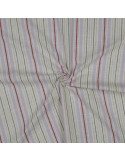 Tissu, Jacquard de Coton Rayé, Terracotta Blanc Beige Lurex Doré, Laize 145 cm, 99% Coton 1% Lurex 127g/m²