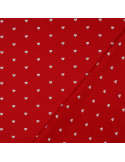 Tissu, Popeline de Coton Cœurs, Blanc & Rouge, Laize 148 cm, 100% Coton 110g/m²