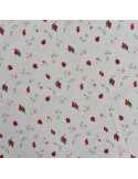 Tissu, Jersey de Coton Imprimé Coccinelles, Blanc et Rouge, Laize 150 cm, Coton Stretch Oeko-Tex