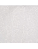 Tissu, Coton Brodé Papillons, Écru, Laize 140 cm, 100% Coton 130g/m²