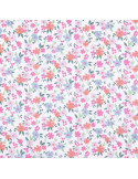 Tissu, Coton Enduit Bouquet Floral, Multicolore, Laize 140 cm, 77% Coton 23% Acrylique 170g/m²