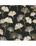 Tissu, Jacquard Gobelin Ginkgo Métallique, Noir et Or Métallisé, Laize 140 cm, 47% Polyester 32% Polyacrylique 20% Coton 400g/m²