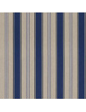 Tissu, Demi-Natté Rayures Nautiques Aspect Lin, Bleu Azur Marine et Naturel, Laize 140 cm, 80% Coton 20% Polyester