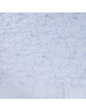 Tissu, Coton Tissé Rayures & Fleurs Relief, Bleu et Blanc, Laize 130 cm, 65% Coton 35% Polyester 195g/m²