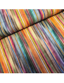 Tissu, Lin Viscose, Rayures Aquarelle Multi-Couleurs, Laize 140 cm, 70% Viscose 30% Lin 185g/m²