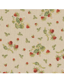 Tissu, Demi Natté Aspect Lin, Fraises Multicolores, Laize 140 cm, Coton Polyester 200g/m²