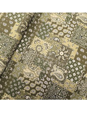 Tissu, Cretonne de Coton Imprimée Bandana, Kaki, Laize 150 cm, 100% Coton 115g/m²