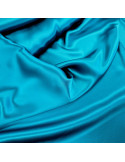 Tissu, Satin de Soie, 100% soie véritable, 16 mommes, bleu paon
