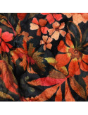 Velours matelassé, Fleurs impression digitale, Orange Flamme