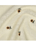 Polaire Teddy jacquard, Tournesols brodés, Écru