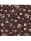 Popeline fine, Fleurs impression digitale, Marron