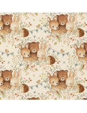 Coton Imprimé Numérique, Noara, Marron / Vert