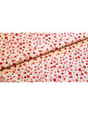 Tissu, Popeline de Coton à Carrés, Blanc, Rouge et Rose, Coton 115g/m²