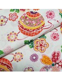 Tissu, Popeline de Coton Fleurie, Fleuri sur Fond Blanc, Laize 150 cm, 100% Coton
