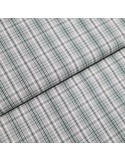 Tissu, Popeline de Coton Carreaux, Vert et Gris, Laize 150 cm, 100% Coton
