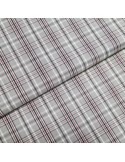 Tissu, Popeline de Coton Carreaux, Rouge et Gris, Laize 150 cm, 100% Coton