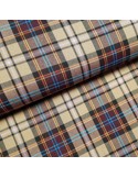 Tissu, Tartan Écossais à Carreaux, Marron Clair et Bordeaux, Laize 145 cm, Polyester Viscose Spandex