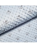 Tissu, Polaire Minky Imprimé Chevaux de Bois, Bleu Ciel, Laize 150 cm, 100% Polyester